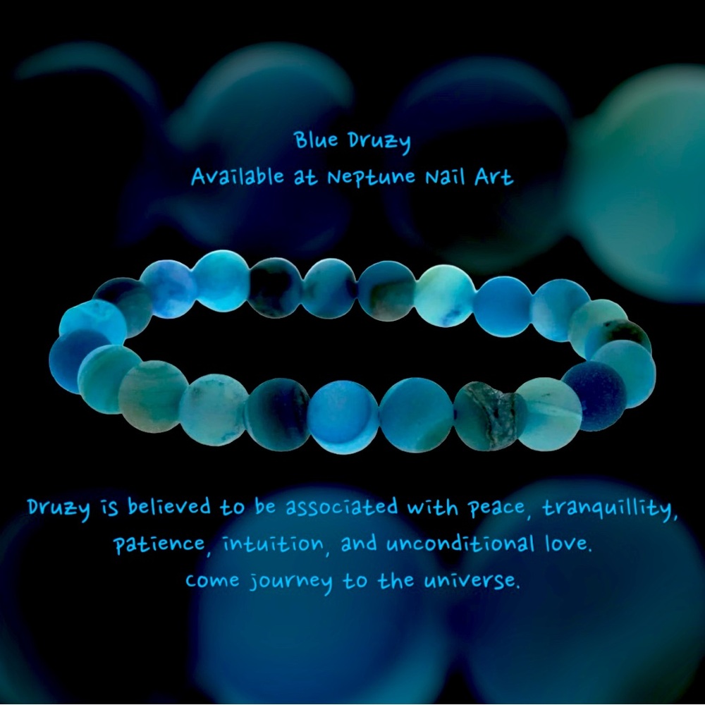 Blue Druzy Agate 8mm beaded bracelet